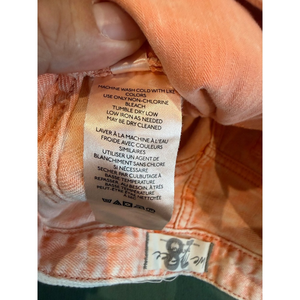 We The Free Free People Orange Acid Wash Denim Cut Off Shorts Size 28 OB1071936 - Picture 4 of 8